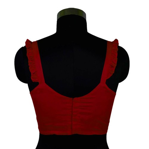 Blusa para mujer con correa con volantes diseñador cuello novia Choli readymade torso recortado - Imagen 45 de 107