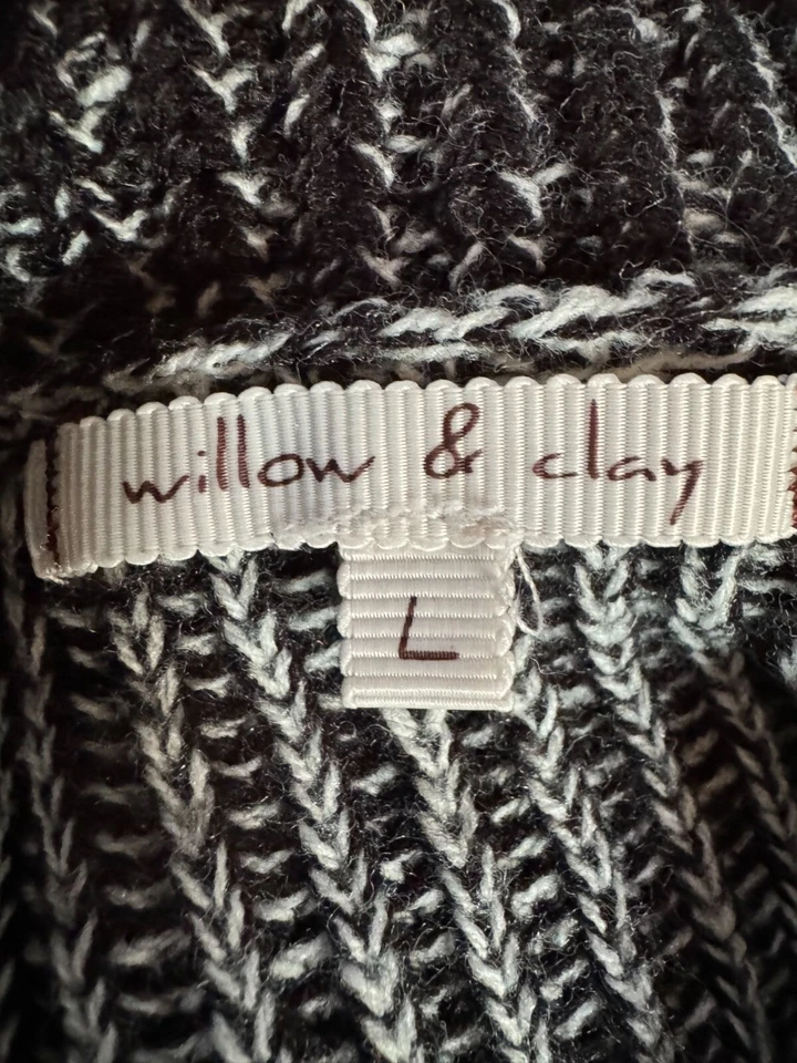 Willow & Clay Womens Black & White Ribbed Knit Cowl Neck Sweater L - Image 4 of 4