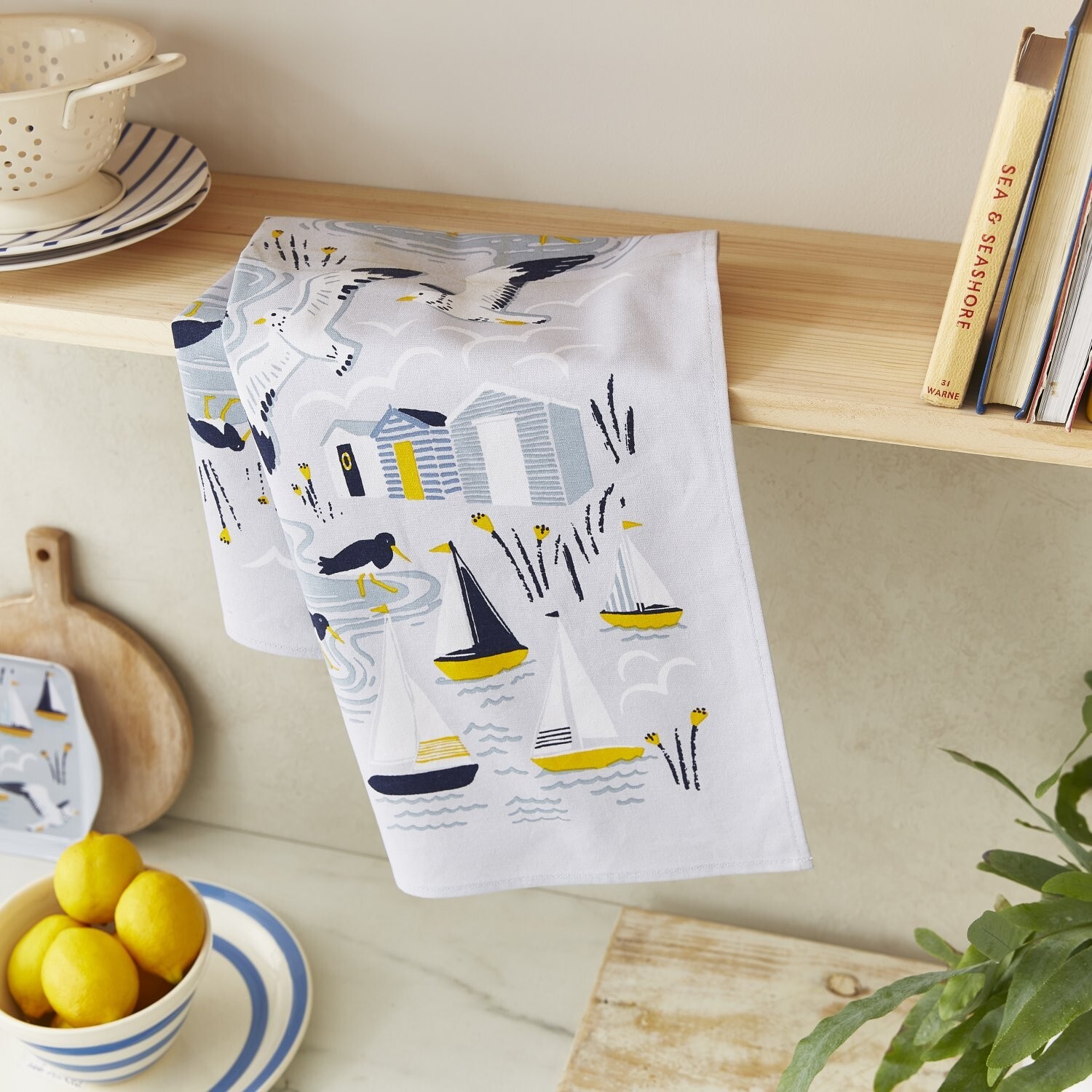 Ulster Weavers, ""Seashore"", Printed cotton tea towel.
