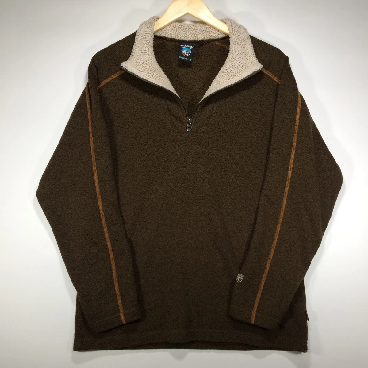 KUHL Fleece Sweater Mens Medium Alfpaca Brown Quarter Zip Pullover