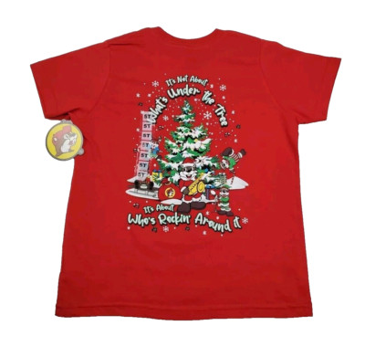 Buc-ees Infant Toddler Christmas Red T-Shirt Bucmas Rockin' Around Size 5T