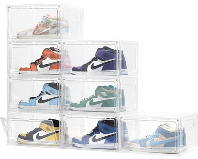 4pc ASSEMBLED - XL Men 13/W15 Magnetic Side Drop Sneaker/Shoe Storage Stack Box