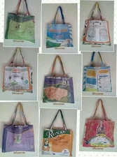 RECYCLED Rice Sack Messenger Bag Shopping Shoulder Tote Handmade Nepal Fairtrade