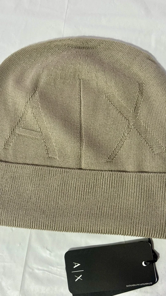 New Armani Exchange AX Mens Virgin Wool Beanie With Logo - Image 2 of 4