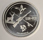 1 oz .999 Silver Round ~ Gun & Rod Design ~ Rifle, Deer, Duck, Fish Design
