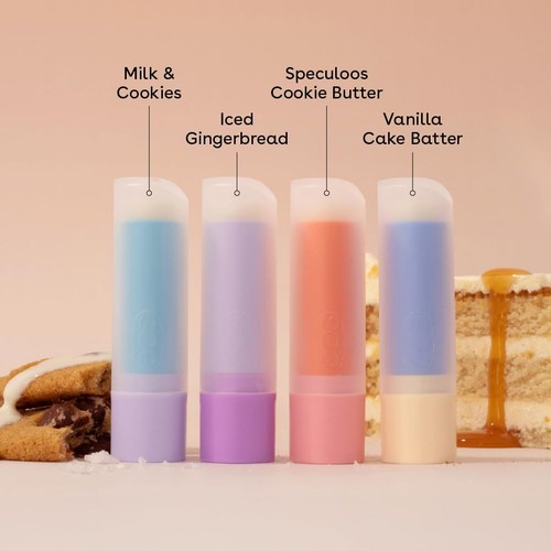 Lot de 4 baumes à lèvres de vacances spéculoos pain d'épices vanille gâteau batterie - Photo 2/7