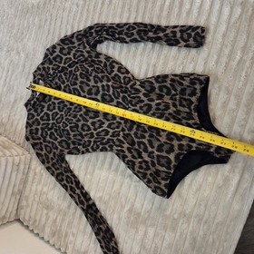 Agent Provocateur Iona Animal Leopard Bodysuit Top M Built-in Corset Bra