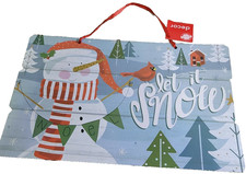 Snowman "LET IT SNOW" Christmas Sign Wall Hang Door Decor 14.5 x9.125 NEW