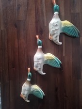 Vintage Retro Style Ceramic Flying Ducks wall plaques Unbranded