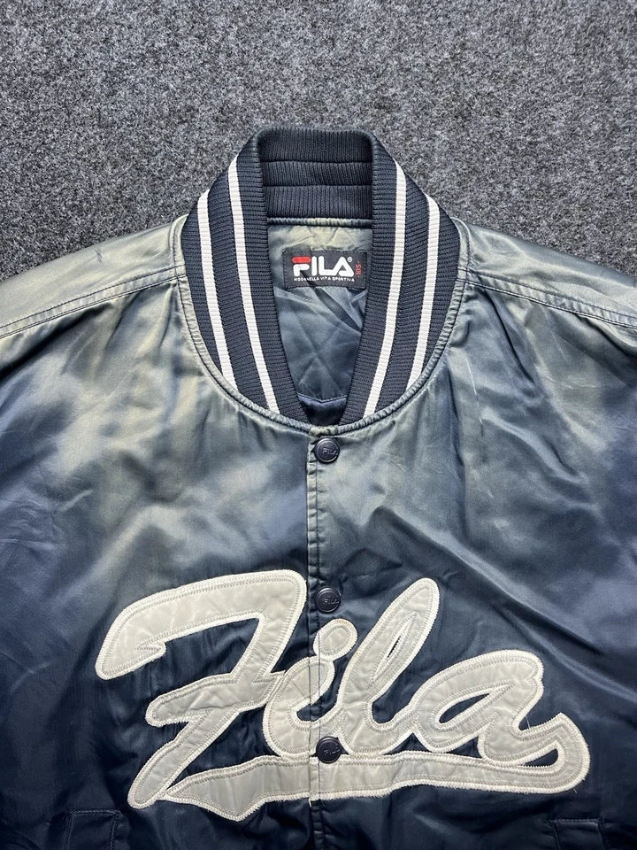 90s VTG FILA Big logo satin bomber jacket vintage faded rare men size 105 L - Image 3 of 4