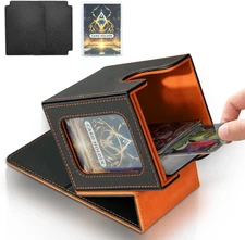 Card Deck Box for MTG Commander, Card Storage Box for Trading Cards, PU Leather