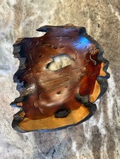 Vintage Hand Carved Live Edge Burl Wood Bowl Natural Organic Centerpiece
