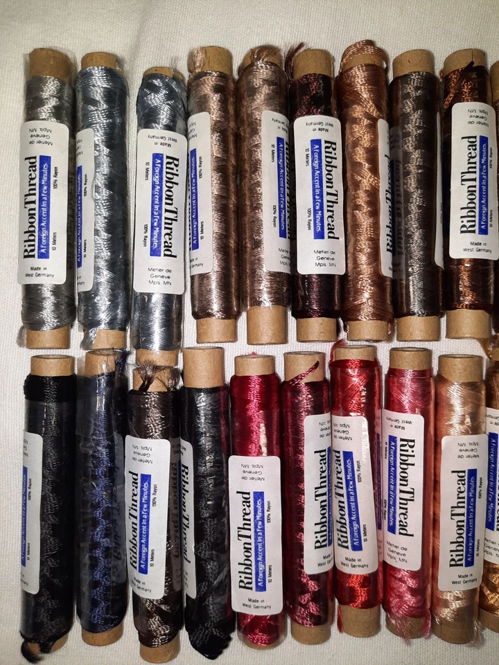 VTG West Germany ~ Rayon Ribbon Thread ~ Mixed Colors  ~ 36 spools ~ 10 meters - Image 4 of 4