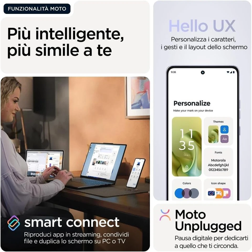 Smartphone Cellulare Motorola Moto G86 5G 8+256GB 6,67" Android Cosmic Sky - Immagine 3 di 4