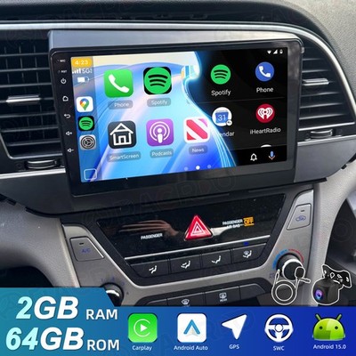 Apple Carplay For 2016-2018 Hyundai Elantra Android 15 Car Stereo Radio GPS +Cam