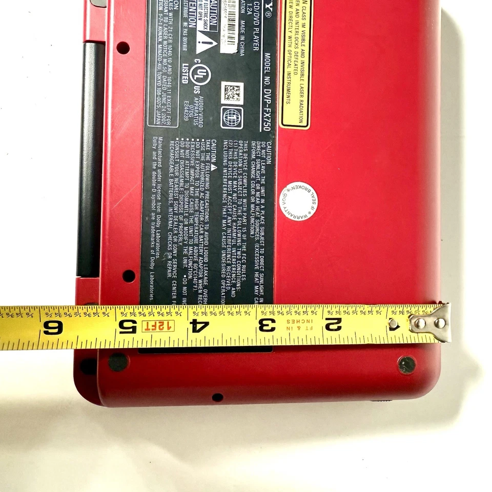 Sony Portable DVD Player Red DVP-FX750 Tested Working NEEDS POWER ADAPTER - Image 3 of 4