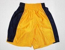 YOUTH MEDIUM Loose Fit Polyester Shorts Gold & Navy Elastic Waist Made in USA