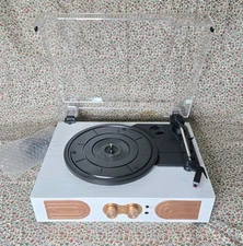 Danfi Audio White & Rose Gold Vintage Style Record Player with Bluetooth