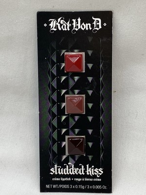 Kat Von D Studded Kiss Lipstick New Mini Travel Set Of 3 .15g Outlaw Vampira