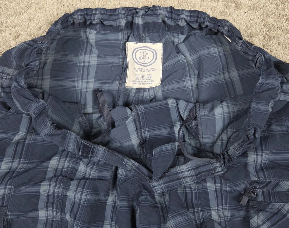 Pantalones Cortos Carga Life Is Good Azul A Cuadros Para Hombre XL Cordón Foto 3 de 4