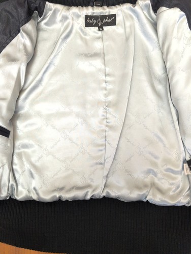 Baby Phat Kunstfell und Lederjacke Damen XL Vintage Y2K schwarz grau gestreift - Bild 14 von 24
