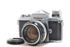 Near Mint Nikon F Eye Level 35mm SLR Film Camera Silver w/50mm f/1.4 8190