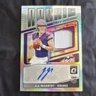 J.J. MCCARTHY 2024 DONRUSS OPTIC RPA ROOKIE PATCH AUTO HOLO PRIZM RC 15 /25