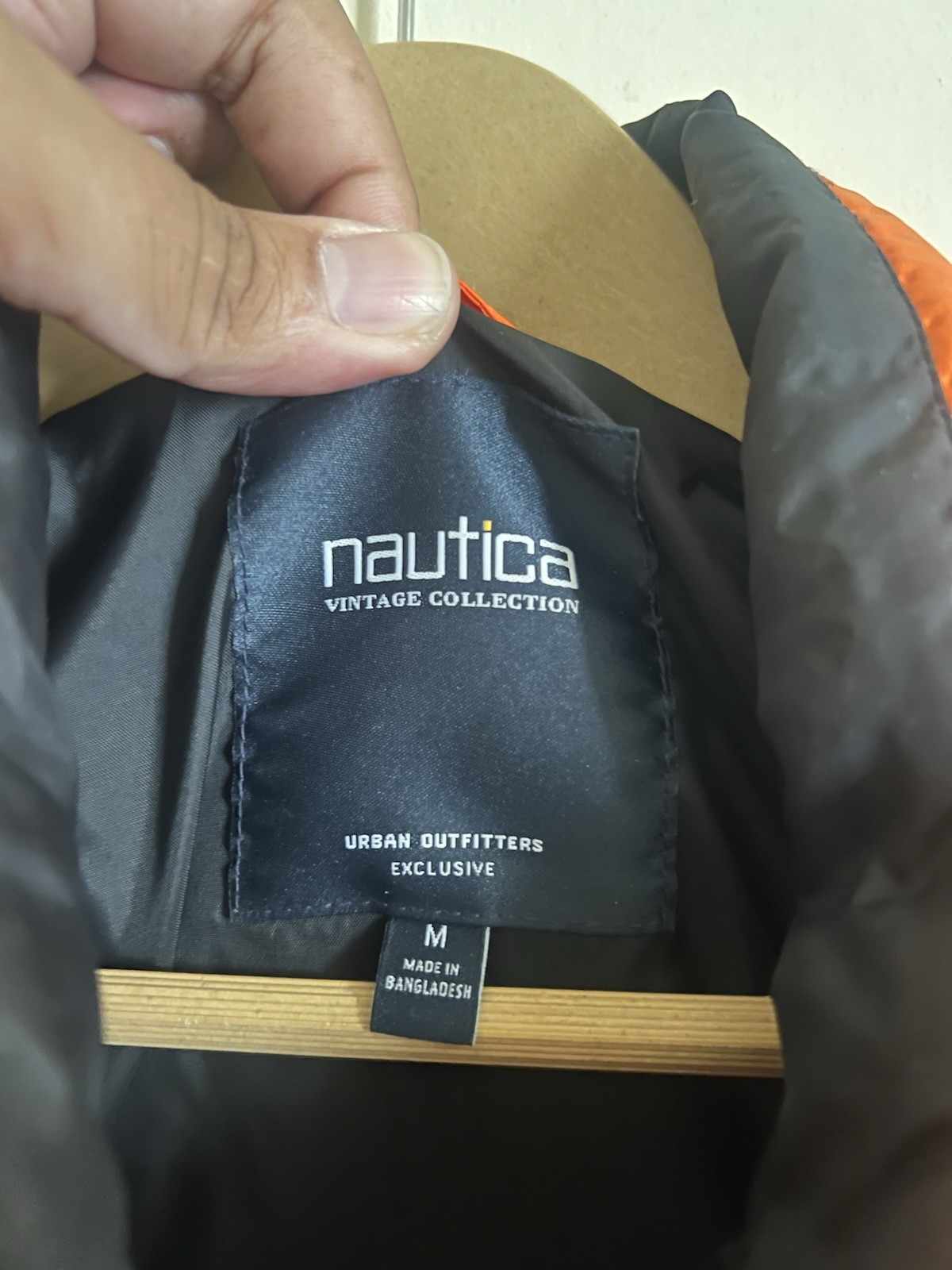 Nautica Competition Urban Outfitters Orange Black Down Puffer Jacket Size M