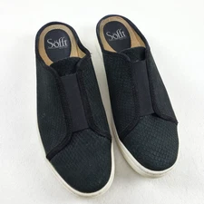 Sofft Beekon Slip On Sneaker Womens 7.5 Black Leather Comfort Casual Flat Shoe