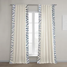 Bordered Solid Cotton Curtains for Bedroom & Living Room 50 X 96 (1 Panel), R...