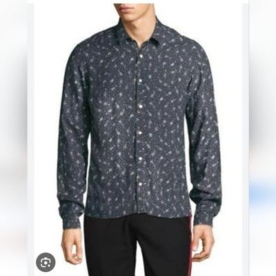THE KOOPLES | Guitar Notes Slim Fit Button-down Shirt In Navy Sz M
