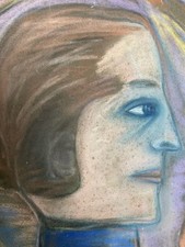 Very Nice Pastel On Paper 1930 Jeanne Kosnick Kloss Art Raw Antique Portrait