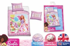 Barbie Duvet Cover Set Single 140x200 +Pillowcase Cotton Girls Bedding Pink NEW 