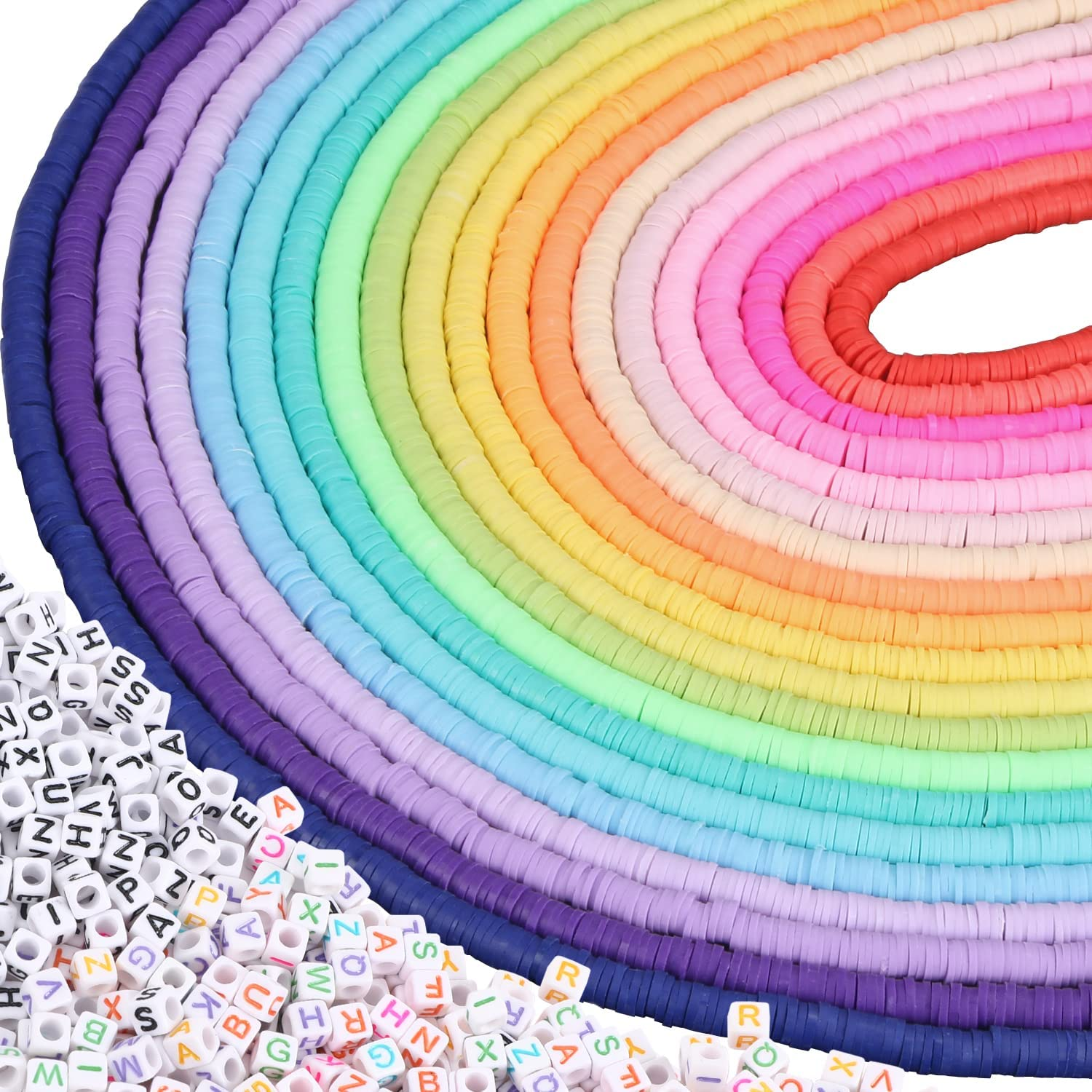 6700 Pcs Colorful Clay Beads Kit for DIY Bracelets with Alphabet Letters and Shapes  