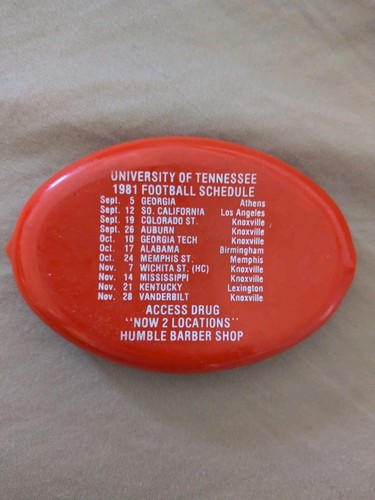 Vintage 1981 University of Tennessee Football Spielplan Gummi Squeeze Geldbörse