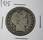 1915 Barber Half Dollar : Very Good  +