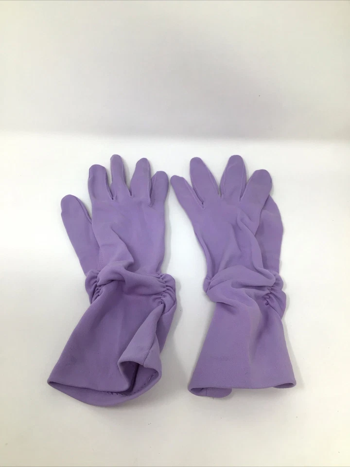 Lote de 4 pares de guantes vintage para damas púrpura amarillo aguamarina blanco roto años 1950-1960 OSFA Foto 4 de 4