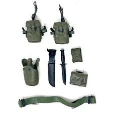Dragon Models Ultimate Soldier Gi Joe 1/6 12" Vietnam Web Belt Pouches & Knife
