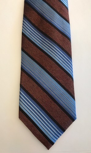 Robert Talbott Carmel Tie Brown Blue Diag Stripe Very Nice - Picture 4 of 6