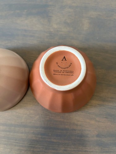 Anthropologie Matte Latte Bowls in Terracotta Pink Set of 2 Discontinued - Picture 7 of 7