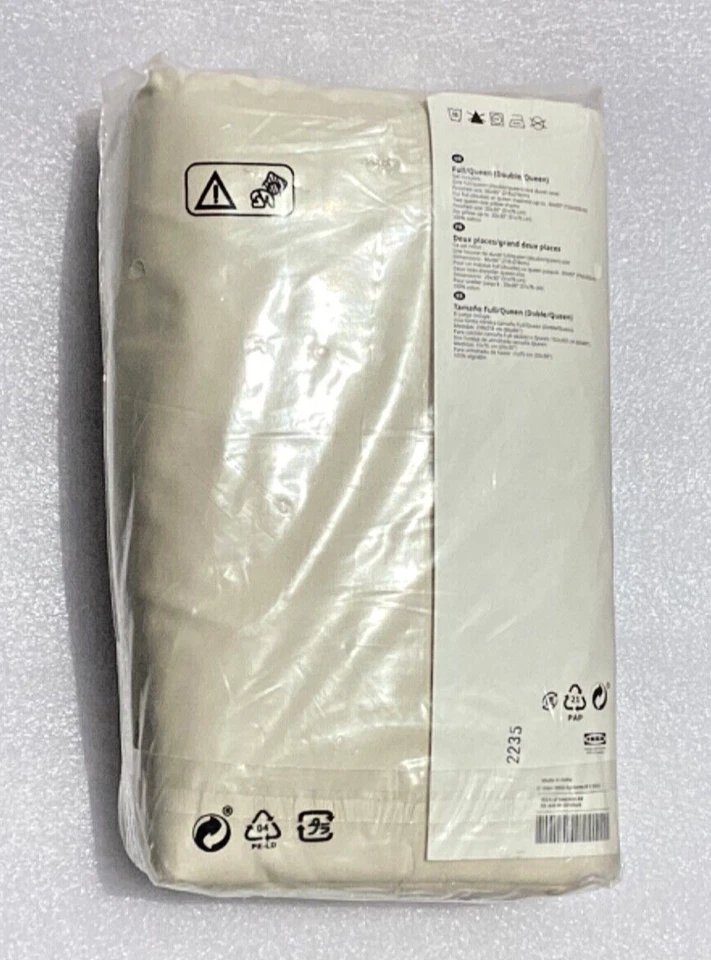 Ikea GRAPALPMAL Full/Queen Duvet cover w/2 pillowcases 600 Thread Ct - Beige NEW - Image 3 of 4