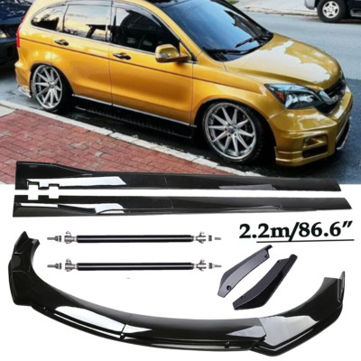 Front Bumper Spoiler Body Kit / Side Skirt/Strut For Honda Pilot Glossy Black