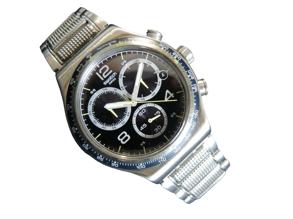 NEW SWISS SWATCH IRONY NEW CHRONO YVS411G SPRINKLED WATER NEW