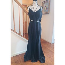Women  s Elegant Black Evening Gown Size Large Formal Prom Wedding Gala Dress