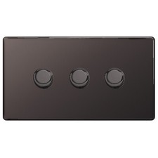 BG Nexus Black Nickel Screwless Flatplate Switches & Sockets Black Inserts 