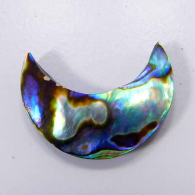 Collana Lunga Con Ciondolo In Conchiglia Paua Abalone – Pelle Nera Con Placcato Oro – Stile Boho