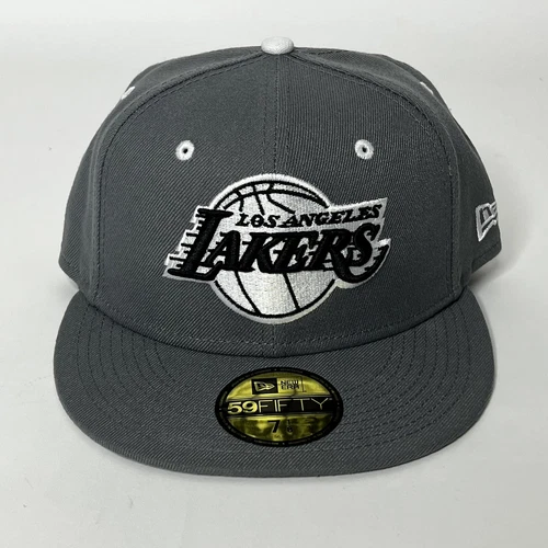 New Era Los Angeles Lakers 59FIFTY Gray Storm Fitted Hat Mens Size 7 1/8 NEW