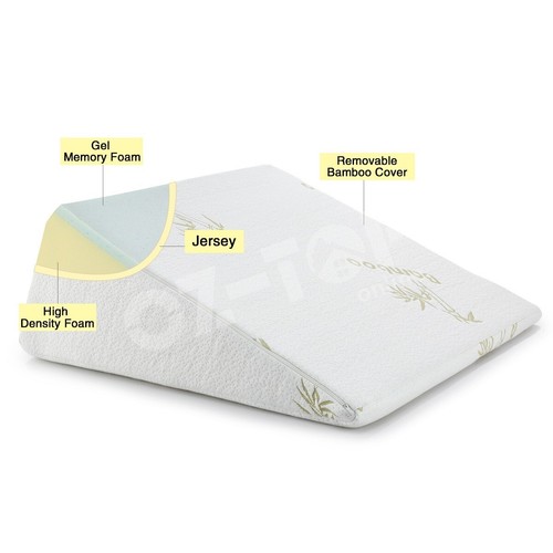 Wedge Pillow Cool Gel Memory Foam Bed Cushion Neck Back Sleep Support Bamboo - Picture 4 of 11