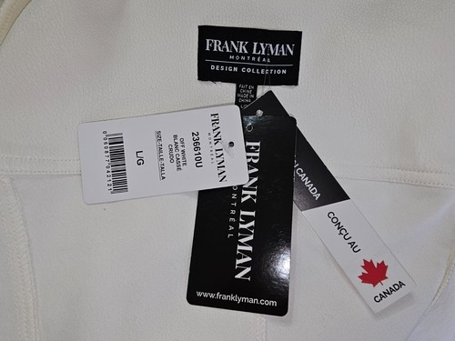 Chaqueta Frank Lyman Montreal Blanca Gamuza Líquida Tachonada Lema de Diseñador Talla L - Imagen 11 de 20