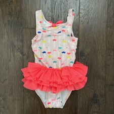 CAT  JACK ONE PIECE SWIMSUIT SZ 2T WITH FLOWERS TUTU AND SNAPS